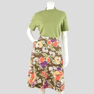Vintage 60s Floral Skirt, Colorful Large Mod Flower Print, Women's 28" Waist